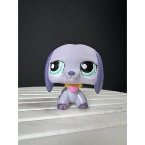 LPS Littlest Pet Shop #1367 Dachshund Purple - Blue Eyes w/ Collar Authentic